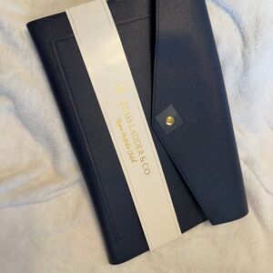 Glass Ladder Navy Portfolio Clutch-New